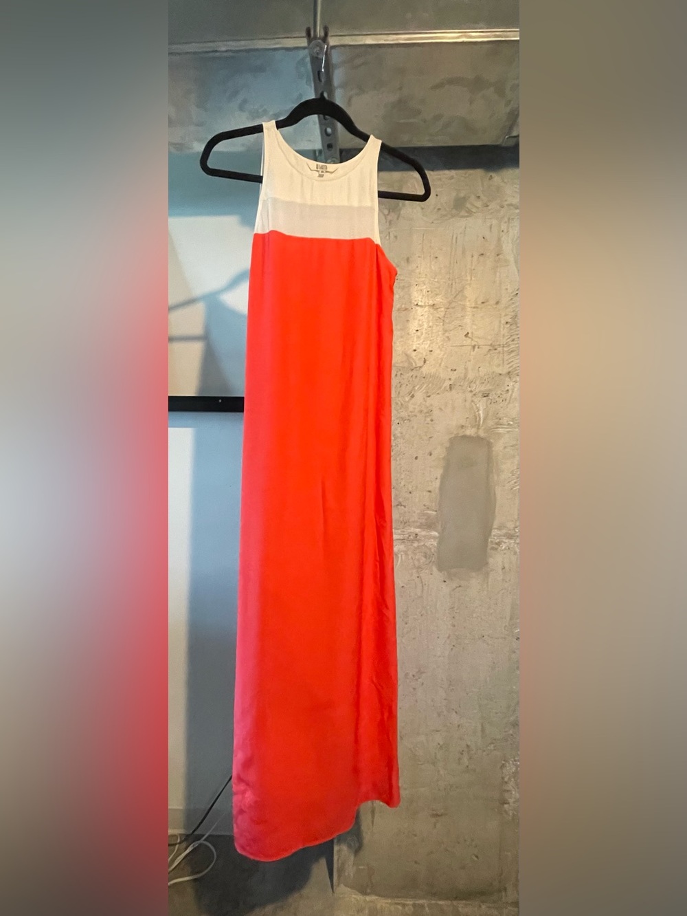 BB Dakota White and Coral Colorblock Maxi Dress